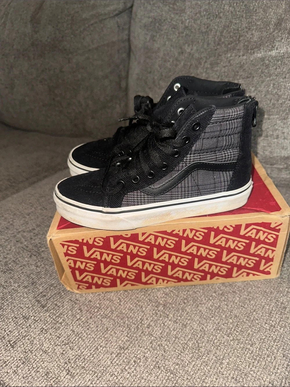 Vans Kids Black High-Top Sneakers with White Sole